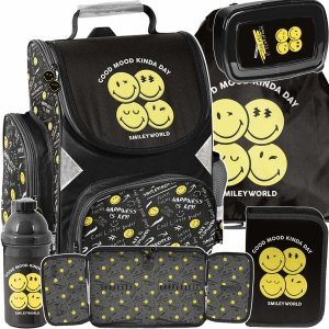 SMILLEY TORNISTER SZKOLNY DO KLAS 1-4 BUŹKI EMOTKI EMITIKONY KOMPLET 5w1