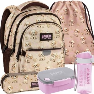 PLECAK BACKUP SZKOLNY MŁODZIEŻOWY DLA DZIEWCZYNY BEŻOWE PIESKI KOMPLET 5w1