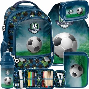 PIŁKA NOŻNA ZESTAW 5el PIŁKARSKI PLECAK SZKOLNY DO KLAS 1-4 DLA CHŁOPAKA