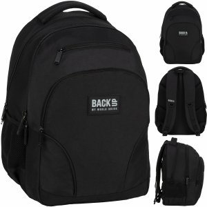 BACKUP CZARNY PLECAK DUŻY SZKOLNY MŁODZIEŻOWY 3 KOMOROWY DERFORM