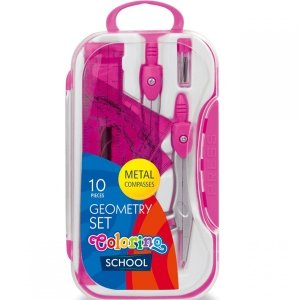 Zestaw Geometryczny 10 Elementów Colorino Cyrkiel Różowy [39699PTR]