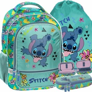 KOMPLET 3el STITCH PLECAK SZKOLNY DO 1 KLASY DLA DZIEWCZYNY LILO i STICH