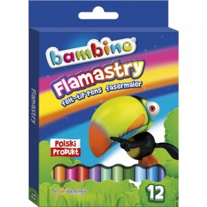 Flamastry Bambino 12 Kolorów Pisaki Szkolne Mazaki [1604]