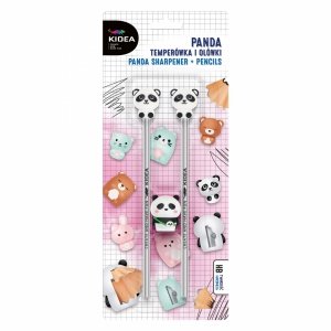 TEMPERÓWKA i 2x OŁÓWEK ZESTAW 3w1 PANDA DLA DZIECI KIDEA z PANDĄ DO SZKOŁY
