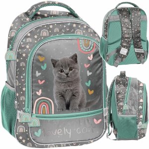 PLECAK SZKOLNY KOTY DO 1 KLASY PODSTAWÓWKI KOTEK DZIEWCZĘCY Z KOTKIEM CATS