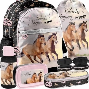 PLECAK KOŃ SZKOLNY ZESTAW 5w1 DO 1-3 KLASY PODSTAWÓWKI DZIEWCZĘCY KOŃ HORSE