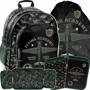 SAMOLOTY PLECAK SZKOLNY DLA CHŁOPAKA DO 1 KLASY SZKOŁY ZESTAW 3 ele FLYING