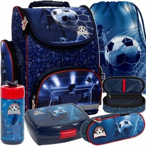 CHŁOPIĘCY TORNISTER SZKOLNY PIŁKA NOŻNA DO 1 KLASY PODSTAWÓWKI ZESTAW 5w1