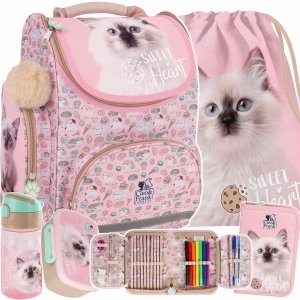 TORNISTER SZKOLNY KOTEK DERFORM ZESTAW 5w1 DLA DZIEWCZYNEK Z KOTKAMI CATS