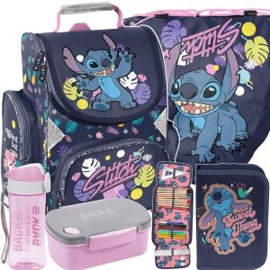 STITCH TORNISTER KOMPLET 5w1 DLA DZIEWCZYNEK DO PODSTAWÓWKI DO 1 KLASY