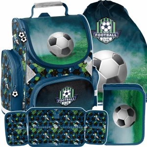 ZESTAW 3 ele PIŁKARSKI TORNISTER SZKOLNY CHŁOPIĘCY DO KLAS 1-4 PIŁKA NOŻNA
