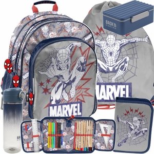 SPIDERMAN PLECAK SZKOLNY CHŁOPIĘCY DO 1-3 KLASY PODSTAWÓWKI ZESTAW 5w1