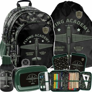 PLECAK SAMOLOTY SZKOLNY DLA CHŁOPAKA DO 1 KLASY SZKOŁY ZESTAW 5w1 FLYING
