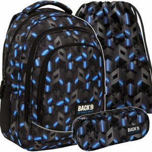 BACKUP RIDDLE PLECAK SZKOLNY ZESTAW 3w1 ABSTRAKCJA 3D DLA CHŁOPAKA 
