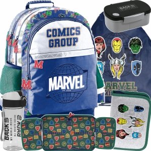 ZESTAW 5w1 MARVEL COMICS PLECAK CHŁOPIĘCY SZKOLNY DO KLAS 1-4 THOR HULK