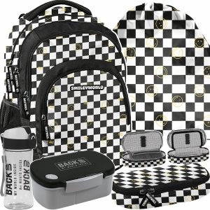 SMILEY SZACHOWNICA DUŻY PLECAK BeUniq MŁODZIEŻOWY SZKOLNY KOMPLET 5 elem.