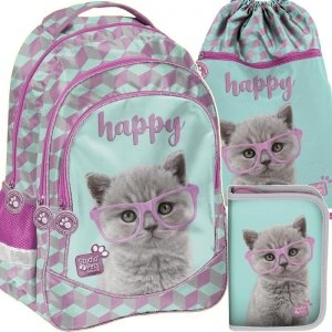 Plecak Kot Kotki Szkolny dla Dziewczyny Komplet [PTF-181]