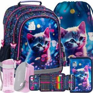 CATS PLECAK Z KOTKAMI DLA DZIEWCZYNKI SZKOLNY KOMPLET 5w1 DO PODSTAWÓWKI