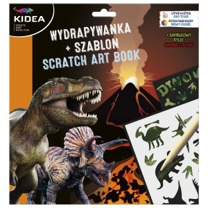 Kreatywne Wydrapywanki Dinozaury z Szablonem Kidea + rysik [KWSBKA]