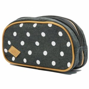 Kropki Piórnik Szary dla Dziewczyny 2 komorowy Saszetka Szkolny [607805]