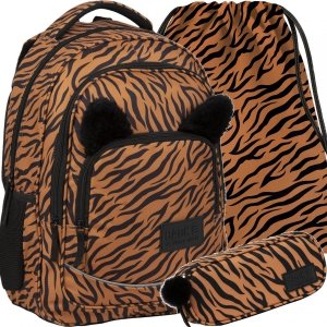 Modny Plecak BackUP Młodzieżowy Szkolny z Uszami Tygrys [PLB3YA18]