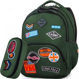 Cp CoolPack Plecak Zielony Młodzieżowy z Naszywkami [B24054]