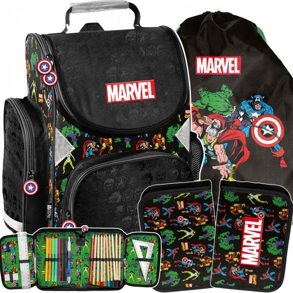 AVENGERS TORNISTER MARVEL SZKOLNY DLA CHŁOPAKA HALK THOR KOMPLET 3w1