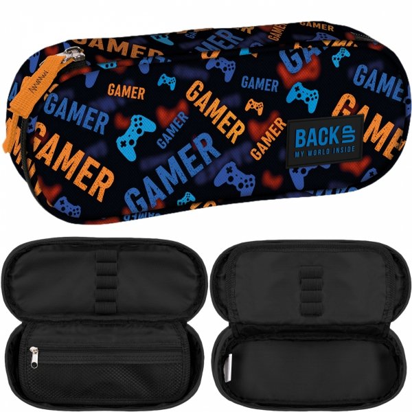 PIÓRNIK SZKOLNY MŁODZIEŻOWY GAME PAD BACKUP USZTYWNIANY SASZETKA z PADEM