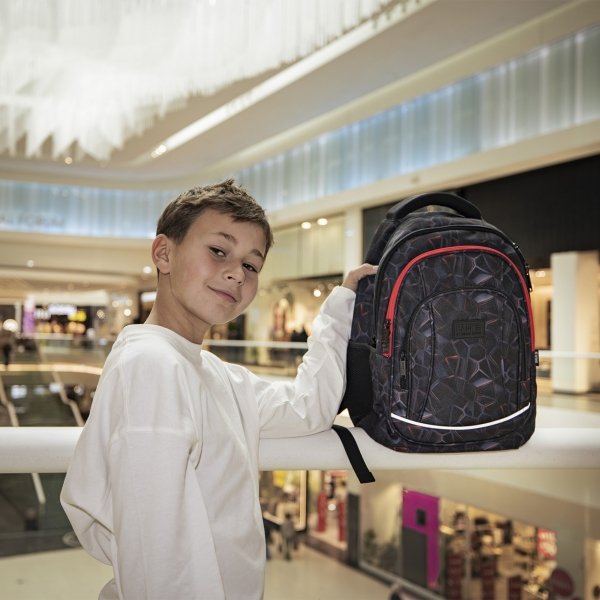 PLECAK BACKUP SZKOLNY MŁODZIEŻOWY DLA CHŁOPAKA 4 kom. TECHNO RED