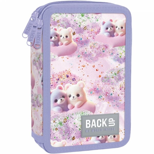 PASTELOWE MISIE POTRÓJNY PIÓRNIK BACKUP 3 KOM. Z WYPOSAŻENIEM DLA DZIEWCZYN