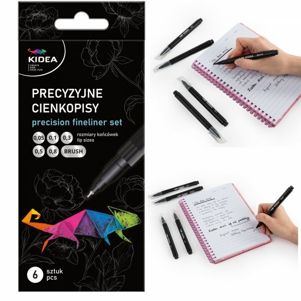  ZESTAW PRECYZYJNYCH CIENKOPISÓW 6 SZT. KIDEA CIENKOPIS