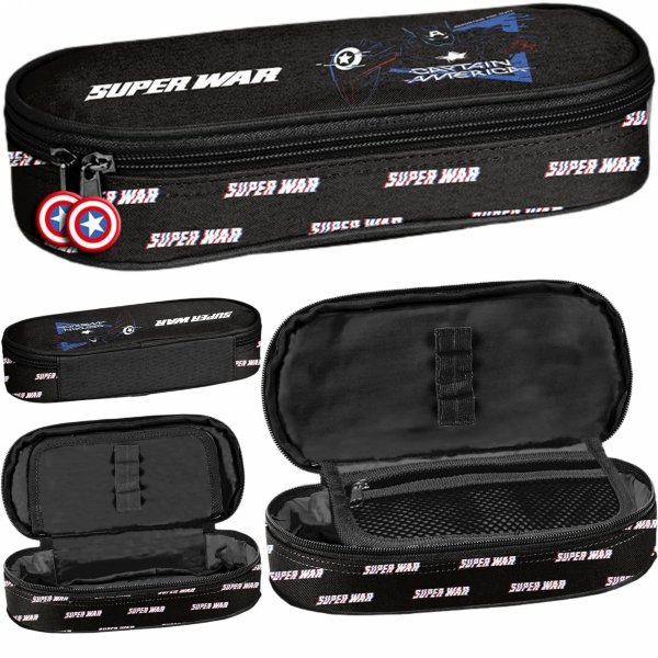 PIÓRNIK AVENGERS CHŁOPIĘCY IRON MAN SZKOLNY OWALNY Z KLAPKĄ KAPITAN AMERYKA