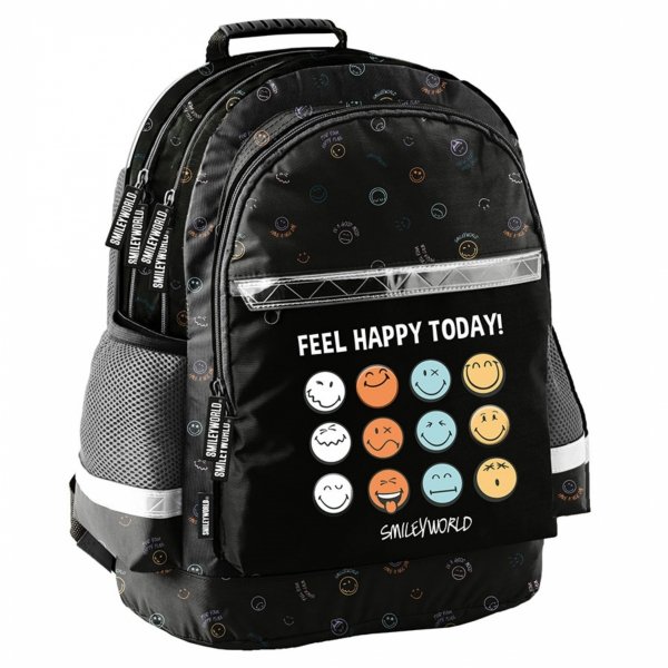 PLECAK  SMILEY SZKOLNY EMOTKI DO 1-3 KLASY PODSTAWÓWKI EMOTIKONY ZESTAW 5el
