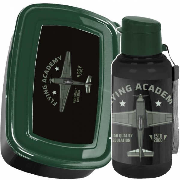 KOMPLET 2w1 BIDON ŚNIADANIÓWKA SAMOLOTY FLYING NA DRUGIE ŚNIADANIE PASO