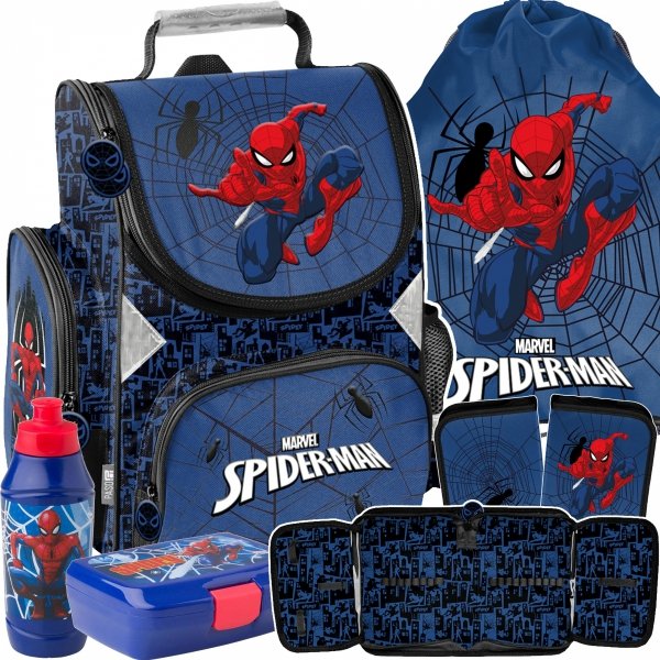 TORNISTER SPIDER-MAN SZKOLNY DO 1 KLASY PODSTAWÓWKI DLA CHŁOPAKA ZESTAW 5w1