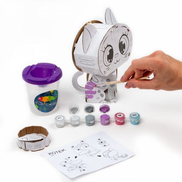 Kotek Figurka 3D Malowanie po Numerach Kidea komplet [F3DMNKKA]