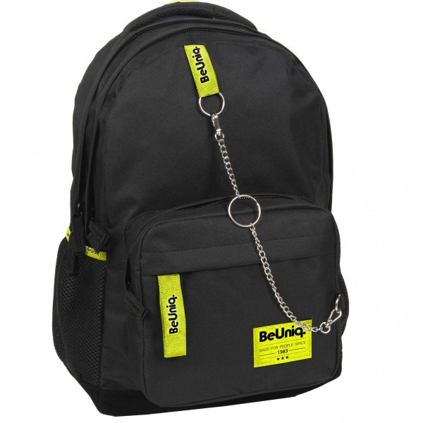 CZARNY MŁODZIEŻOWY PLECAK SZKOLNY PASO BEUNIQ z ŁAŃCUSZKIEM CAUSAL