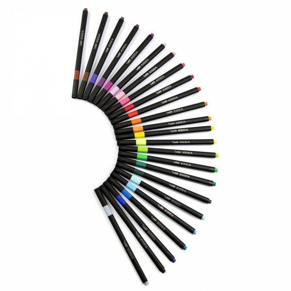 Flamastry PREMIUM 24 Kolory w Metalowym PUDEŁKU Kwadratowe Pisaki Kidea [FKMP24KA]