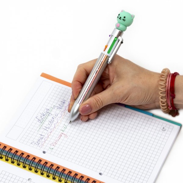 Długopis Kotek Wielokolorowy 6 Kolorów Kidea Automatyczny z Figurką [DFA6KA]