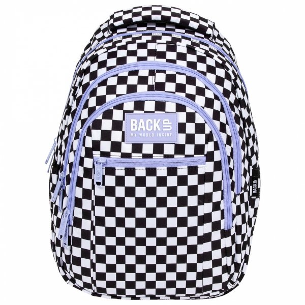 SZACHOWNICA PLECAK ZESTAW 3 ele MŁODZIEŻOWY BACKUP SZKOLNY KRATKA FIOLET