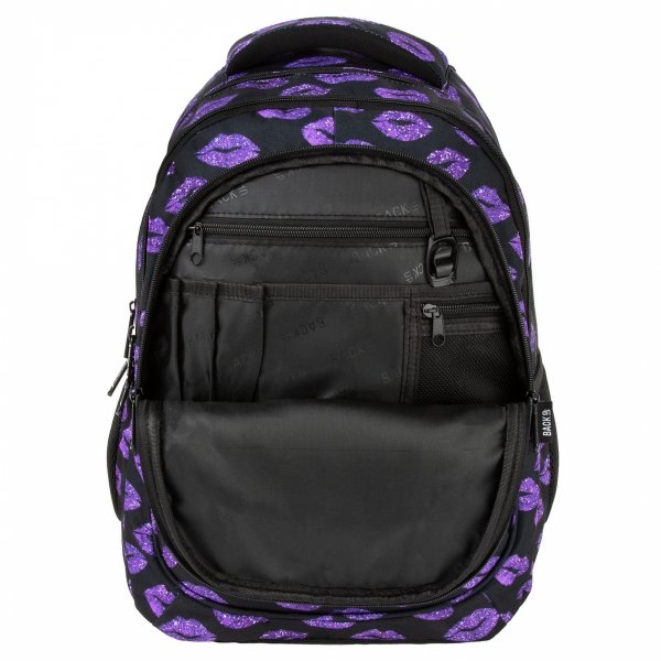 BACKUP PLECAK SZKOLNY MŁODZIEŻOWY DZIEWCZĘCY GLITTER KISS KOMPLET 5w1 USTA