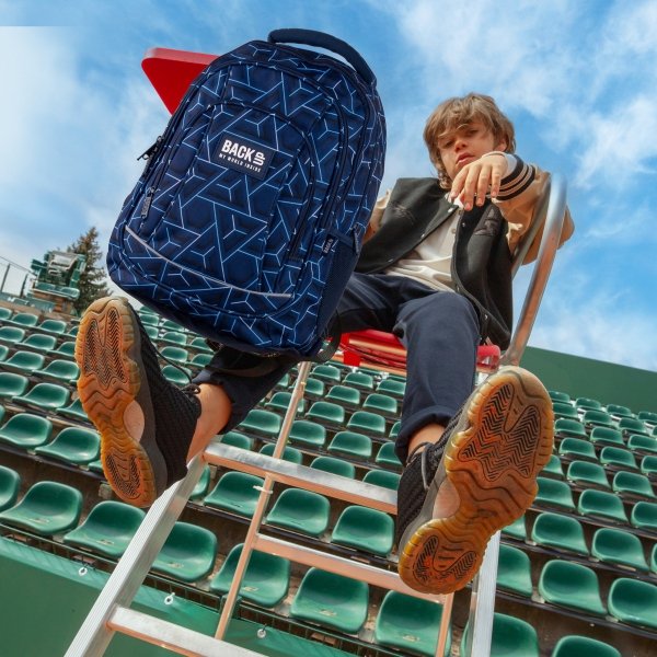 PLECAK BACKUP SZKOLNY MŁODZIEŻOWY DLA CHŁOPAKA NIEBIESKI ION KOMPLET 5ele