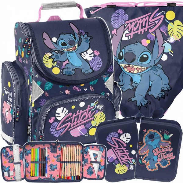 STITCH TORNISTER KOMPLET 3w1 DLA DZIEWCZYNY DO KLAS 1-4 PODSTAWÓWKI STICH