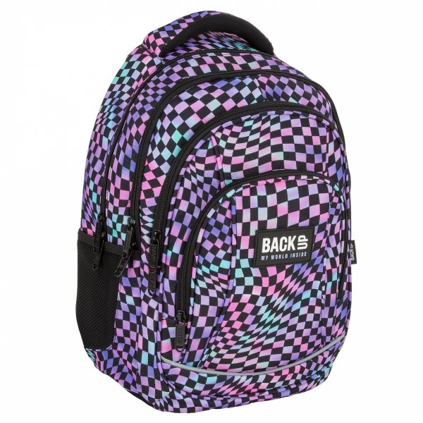 KOMPLET 3el PLECAK BACKUP SZKOLNY MŁODZIEŻOWY DZIEWCZĘCY SZACHOWNICA CRAZY