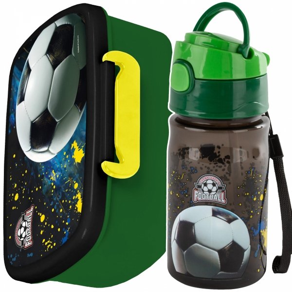 BIDON ŚNIADANIÓWKA PIŁKA NOŻNA DERFORM DLA CHŁOPAKÓW KOMPLET 2w1 PIŁKARSKI