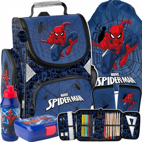 TORNISTER SPIDER-MAN SZKOLNY DO 1 KLASY PODSTAWÓWKI DLA CHŁOPAKA ZESTAW 5el