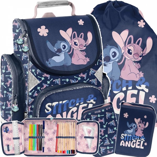 TORNISTER STITCH SZKOLNY DO KLAS 1-4 PODSTAWÓWKI ZESTAW 3w1 STICH i LILO