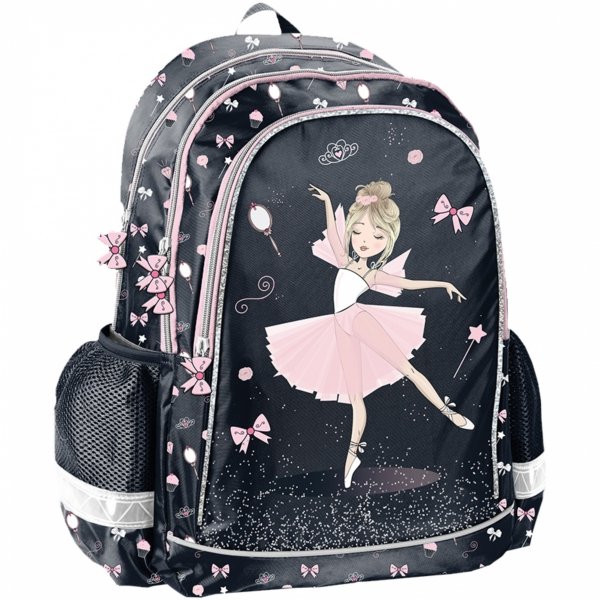 BALERINA Plecak Szkolny dla Uczennic Dziewczęcy do Podstawówki CZARNY PASO