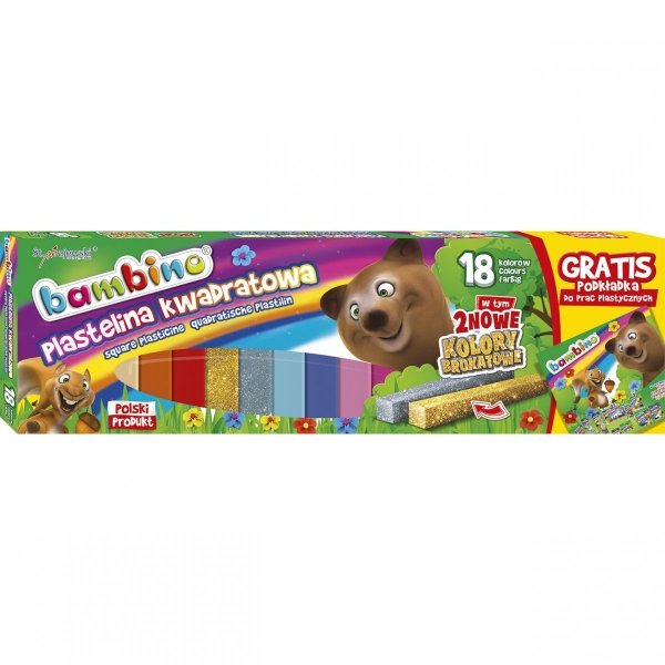 Plastelina Bambino 18 Kolorów Złota Srebrna + Podkładka [001901]