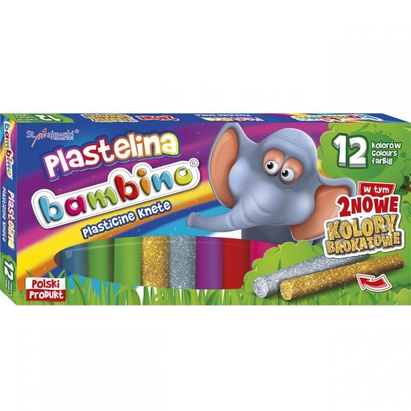 Plastelina Bambino 12 Kolorów Złota Srebrna Okrągła Brokatowa [001710]